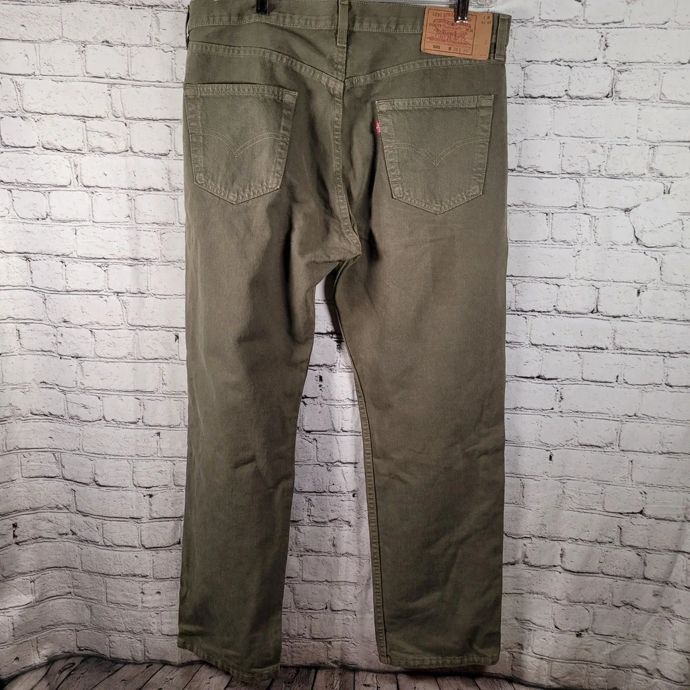 Levi's 501 Pants Mens 38x30 Olive Green Excellent Made in USA Vintage Twill